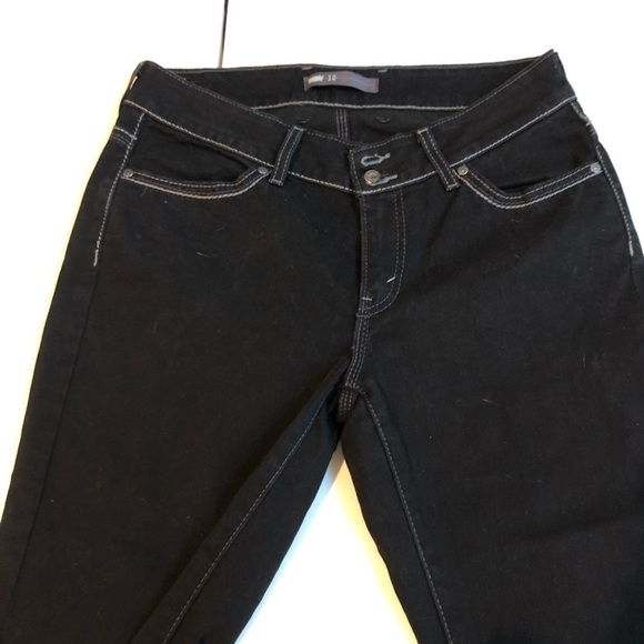 LEVI’S size 12 black cropped  jeans stretch wide leg denim NWOT - Picture 3 of 14
